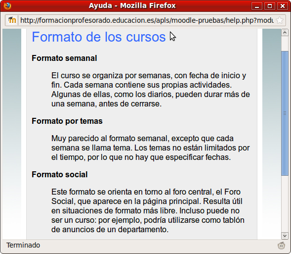 Formatos descripción de los tipos de formato de un curso