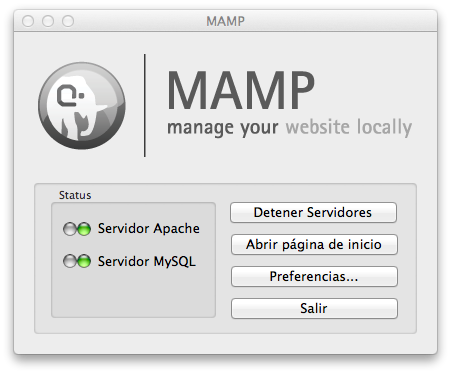 Servidores Apache y MySQL en MAMP