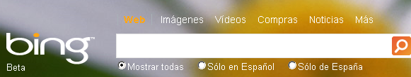 Se ve la barra de búsqueda de Bing, con opciones como buscar imágenes, vídeos, noticias, etc.