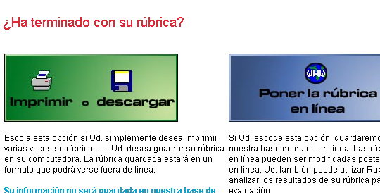Se ve la opción para imprimir, guardar o alojar en la red la matriz