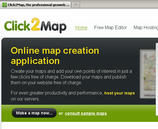 Vista de la portada de Click2Map