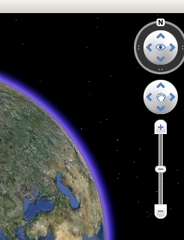 vista de la barra de navegación de GoogleEarth