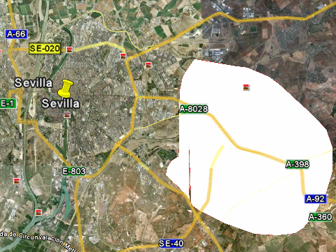 Se ve el área creada cerca de Sevilla