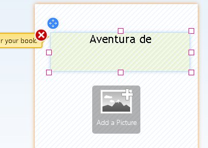 Haciendo click en el texto de la portada, se puede cambiar el mismo