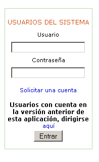 Se ve el cuadro de texto de usario del sistema, en el que se escribe el nombre de usuario, y, aparte, la contraseña