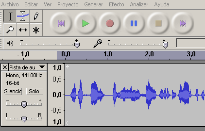 Vista similar a la anterior, con una pista de sonido, reconocible por la forma de onda sonora que denota que se ha grabado sonido Vista similar a la anterior, con una pista de sonido, reconocible por la forma de onda sonora que denota que se ha grabado sonido