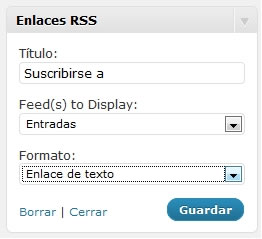 Widget Enlaces RSS