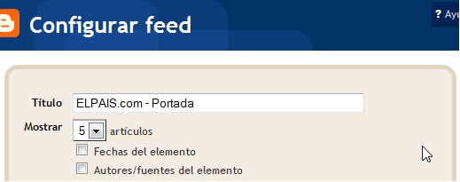 Configurar feed