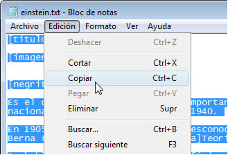 Edición > Copiar
