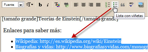 Insertar viñetas
