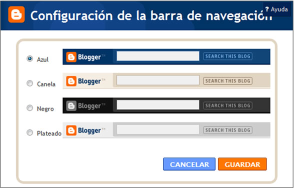 Configuración de la barra de navegación de Blogger