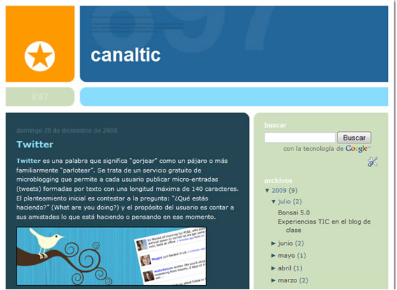 Aspecto del blog