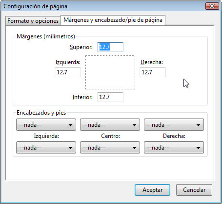 Configuración de página