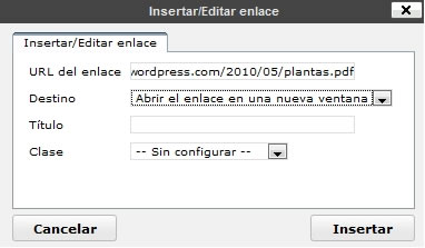 Insertar/editar enlace