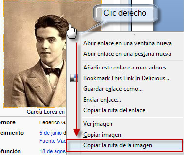 Copiar la ruta de la imagen