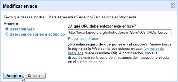 Modificar enlace