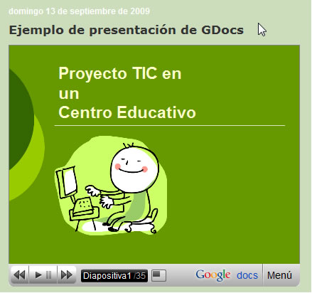 Presentación insertada en una entrada del blog