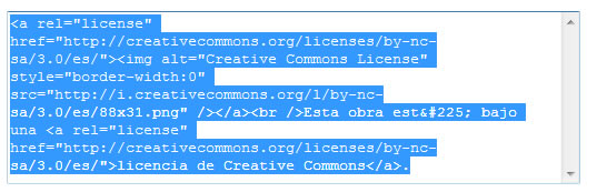 Código embed de la licencia