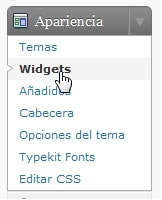 Apariencia > Widgets