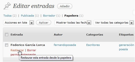 Editar entradas