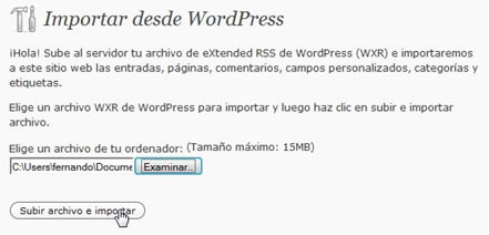 Importar desde Wordpress