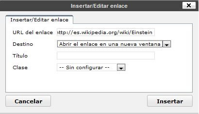 Insertar/Editar enlace