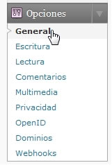 Opciones > General