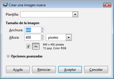 Crear una imagen nueva Crear una imagen nueva