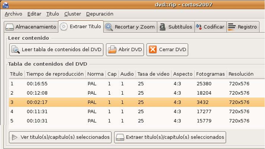 Salir solo gene Convertir DVD a AVI con dvd::rip