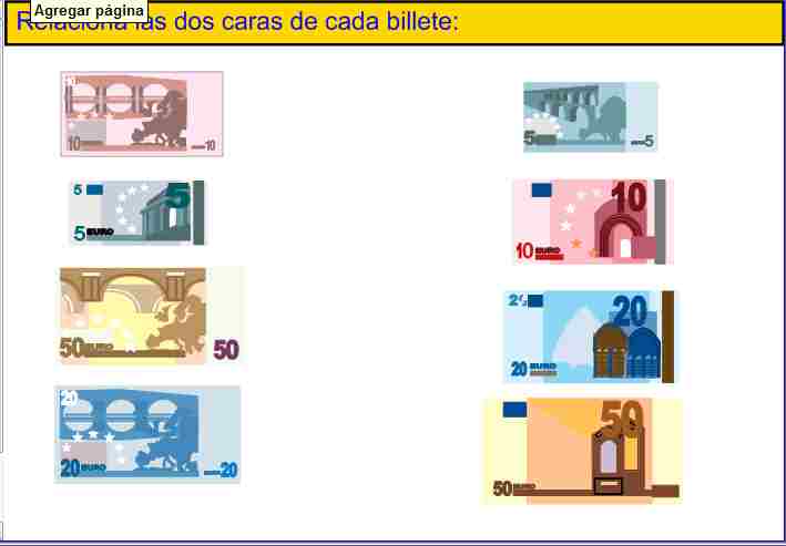 Actividad 1 para relacionar las caras de los billetes.
