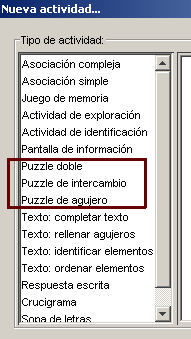 Seleccin del tipo de puzzle
