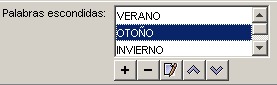 Cuadro de palabras escondidas