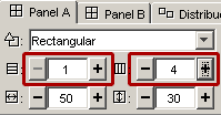 Cuadro para establecer el tamaño del Panel A