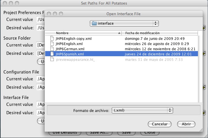 Buscando el archivo de idioma