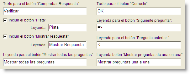 Parte superior de la lista de botones