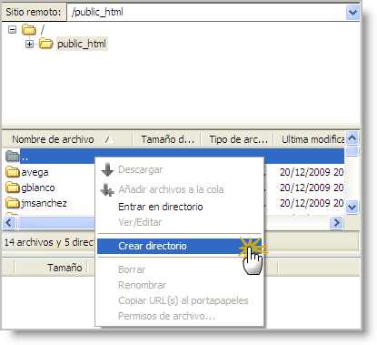 Crear directorio