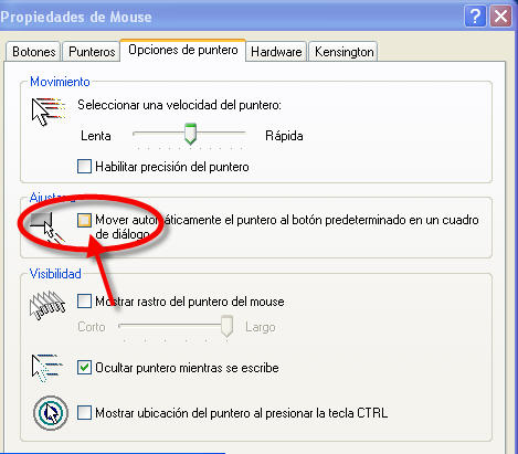 pantalla configuracion raton