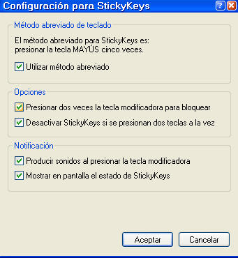 ventana stickykeys