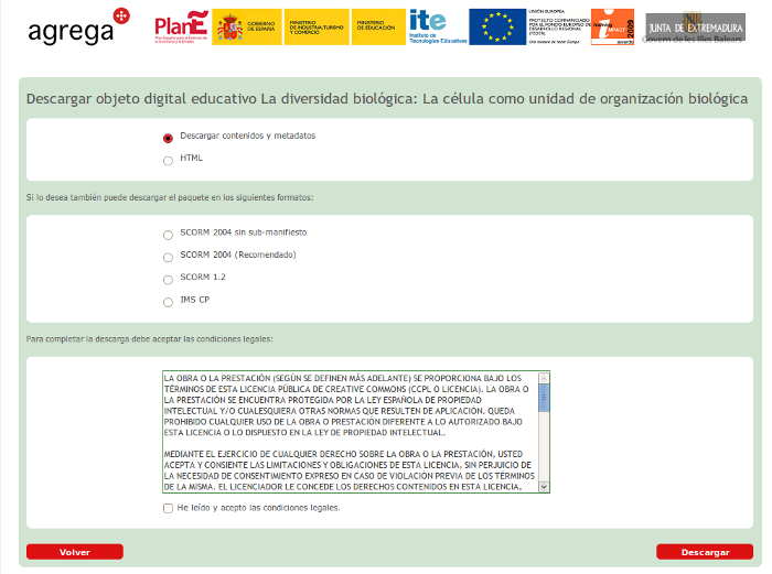 Opciones de descarga Opciones de descarga
