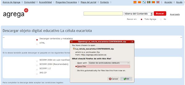 Descargar contenidos y metadatos Descargar contenidos y metadatos