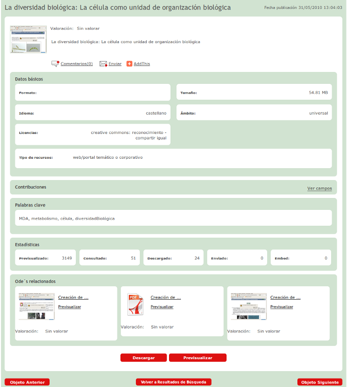 Ficha detallada de un ODE Ficha detallada de un ODE