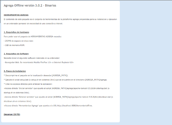 Descarga de versión GNU-Linux y Mac OS X de Agrega offline
