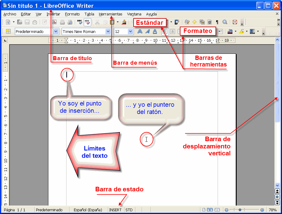 Pantalla principal de Writer