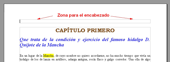 Límites del encabezado