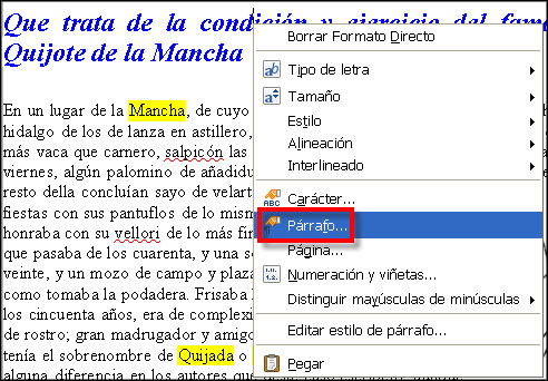 Menú contextual