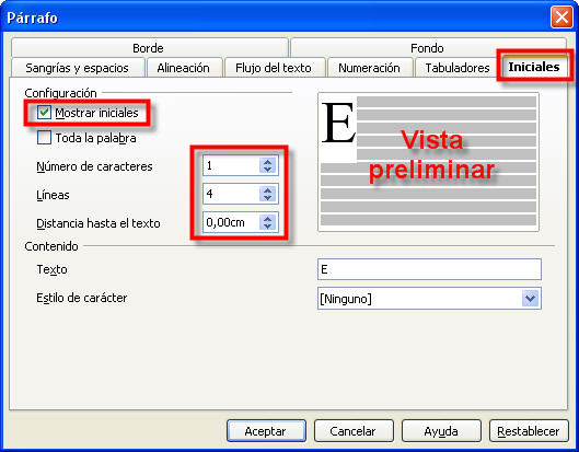 Cuadro Párrafo