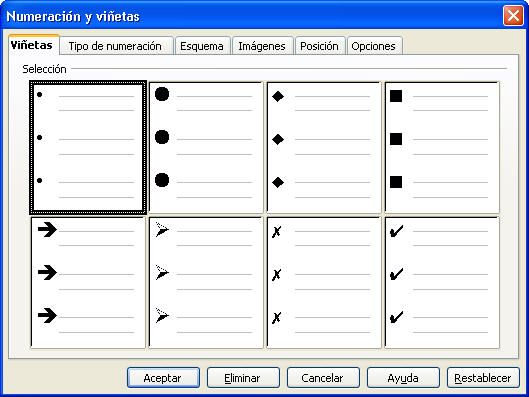 Numeración y Viñetas