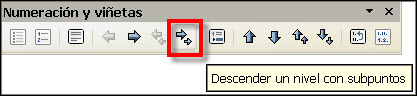 Barra Numeración y viñetas