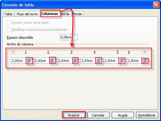 Formato de tabla