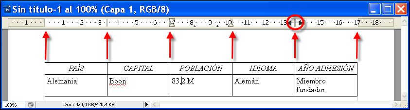Marcadores de columna
